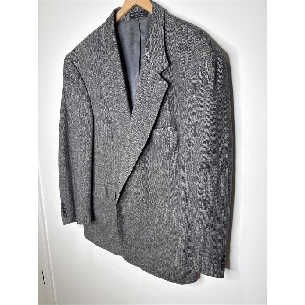 Gianfranco Ruffini Blazer Men 46R Gray Herringbone Camel Hair Sport Coat Preppy